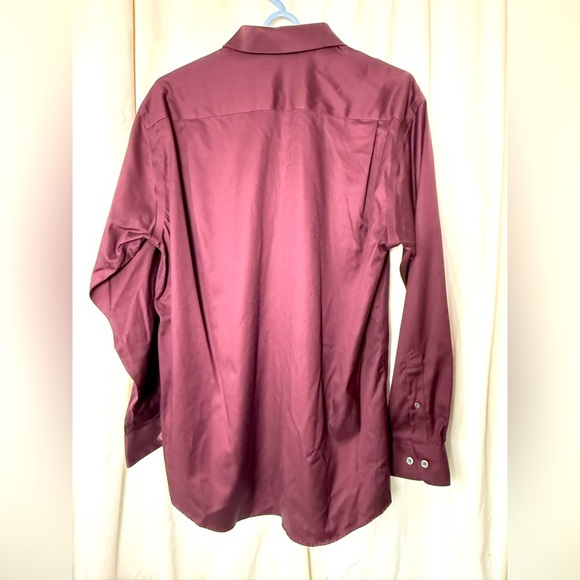 Kenneth Cole AWEARNESS Non-Iron Slim Fit Mens Sz 16 1/2 32/33 Stretch in Wine - Picture 3 of 5